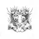 dc comics poison ivy and cat woman  tattoo design idea