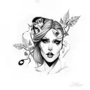 dc comics poison ivy and cat woman  tattoo design idea