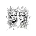 dc comics poison ivy and cat woman  tattoo design idea