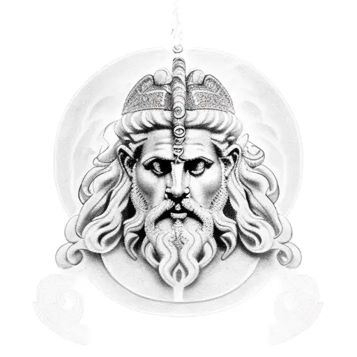 zeus with temple tattoo design idea