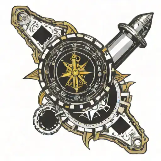 oilfield money pokerchips Kansas compass  tattoo design idea