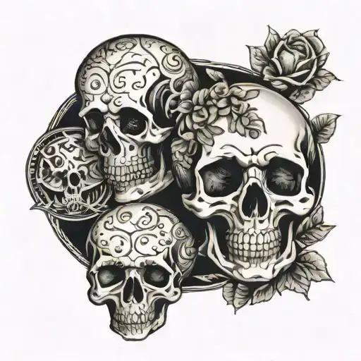 memento mori and born to death sequence showing baby child adolescent adult middle age old and death tattoo design idea