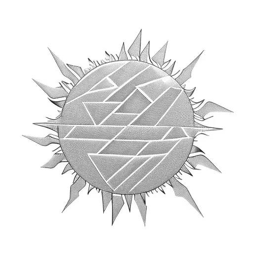 3d sun orb with spikes around it tattoo design idea