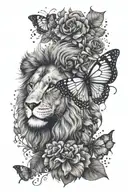 leo and butterfly for men tattoo design idea