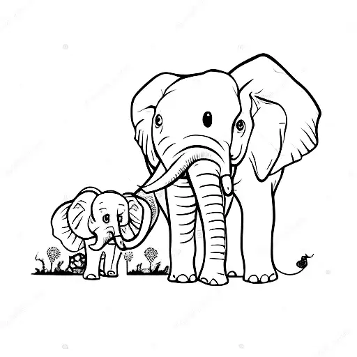 mum and baby elephant with butterfly resting on trump tattoo design idea