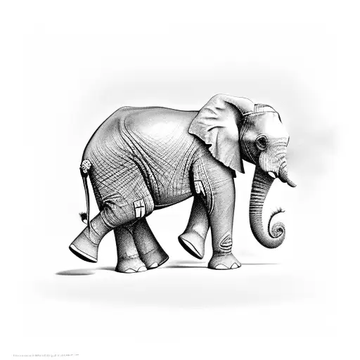 mum and baby elephant with butterfly resting on trump tattoo design idea