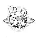 mum and baby elephant with butterfly resting on trump tattoo design idea