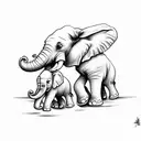 mum and baby elephant with butterfly resting on trump tattoo design idea