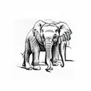 mum and baby elephant with butterfly resting on trump tattoo design idea