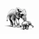 mum and baby elephant with butterfly resting on trump tattoo design idea