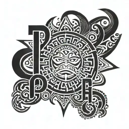 sun with the word Oscar written in Japanese inside tattoo design idea