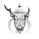 bull walking with head down tattoo design idea