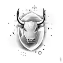 bull walking with head down tattoo design idea