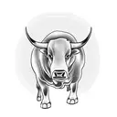 bull walking with head down tattoo design idea