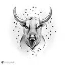 bull walking with head down tattoo design idea