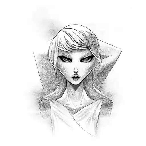 a slender woman with blonde hair wearing a night gown tattoo design idea