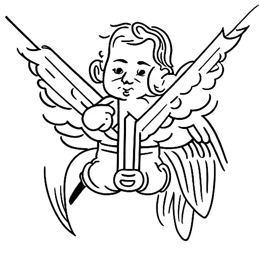 cupid stabbing himself tattoo design idea
