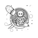 astronaut holding balloon tattoo design idea