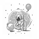 astronaut holding balloon tattoo design idea