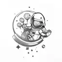 astronaut holding balloon tattoo design idea
