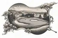 golf course landscape tattoo design idea