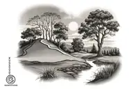 golf course landscape tattoo design idea