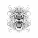 Lion fighting Snake tattoo design idea