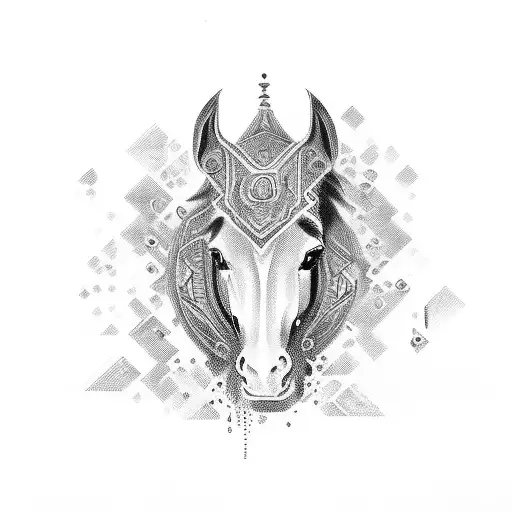 tribal with horse tattoo design idea