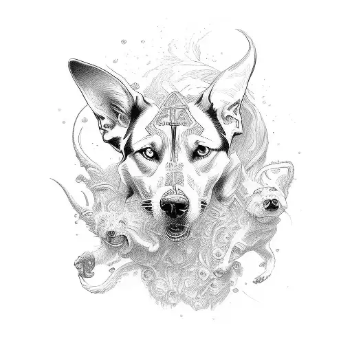 dog on horse  tattoo design idea