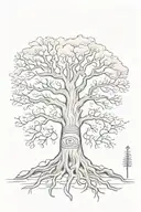 A sketch tattoo of a tree with roots shaped like African and Egyptian hieroglyphics tattoo design idea