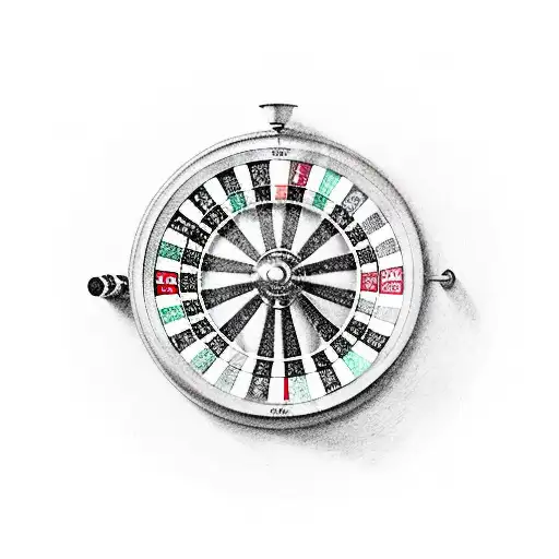 roulette wheel gambling money signs pool cue  tattoo design idea