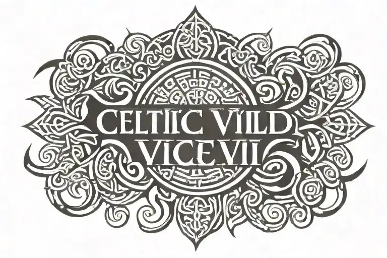 celtic style words vini vidi vici caesar tattoo design idea
