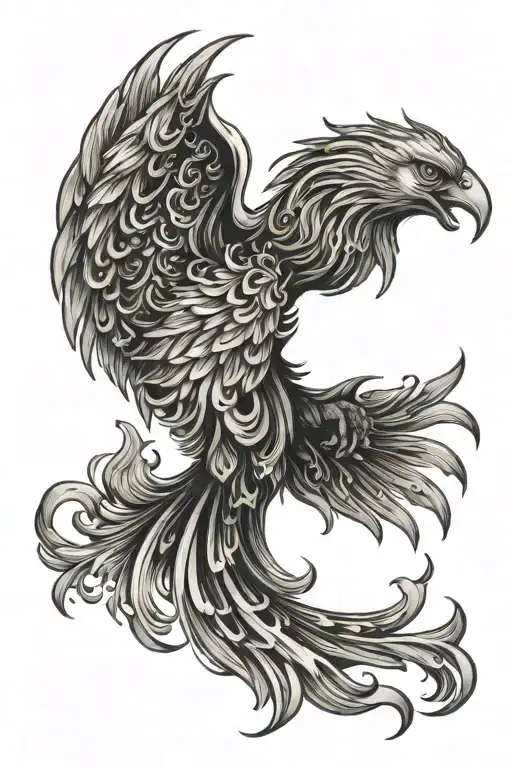phoenix rising from the flames ashes tattoo design idea