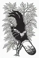 the creation of Adam hand growing a poison tree from the pointer finger tip tattoo design idea