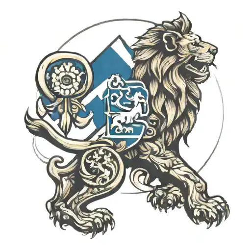 finnish lion and flag tattoo design idea