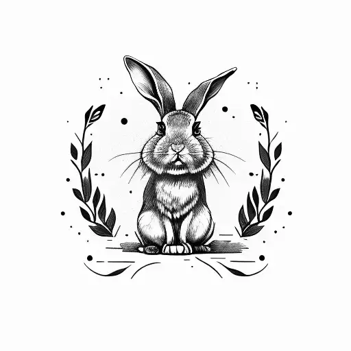 cute Rabbit with rifle tattoo design idea