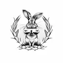 cute Rabbit with rifle tattoo design idea