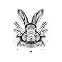 rabbit holding a rifle tattoo design idea