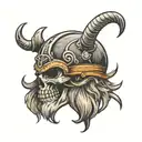 Vikings and skull soft shading tattoo design idea