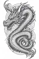 Fire dragon wrapped arms around herself tattoo design idea