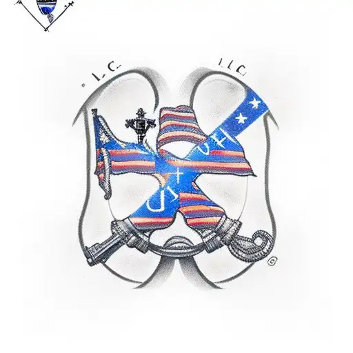 memorial tattoo for a navy veteran with the intials "L.C" that in cludes a glock 21 gen 3  with a grip laser tattoo design idea