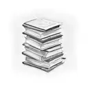 A dotwork tattoo showcasing a stack of books with business-related titles, reflecting your passion for reading and business. tattoo design idea