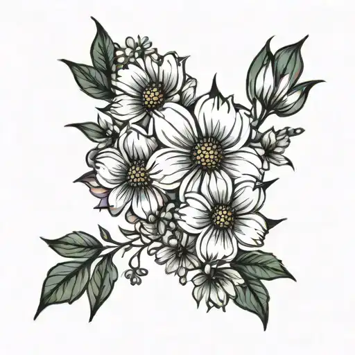 cosmos flower bouquet tattoo design idea