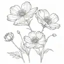 3 stems of cosmos  flower bouquet fine line tattoo design idea