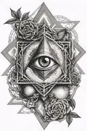 metatron cube with illuminati eye in center with a medusa under the cube  tattoo design idea