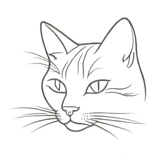 cat head in line without filling tattoo design idea
