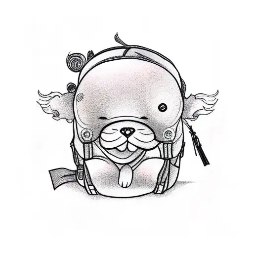 a baby with a backpack tattoo design idea