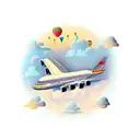 a 747 jumbo jet with a child sitting on top of it tattoo design idea