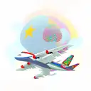 a 747 jumbo jet with a child sitting on top of it tattoo design idea