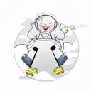 a 747 jumbo jet with a child sitting on top of it tattoo design idea